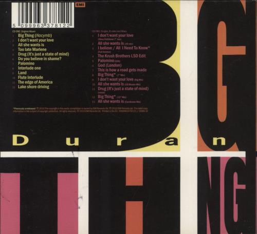 Duran Duran Big Thing 2 CD album set (Double CD) UK DDN2CBI514445