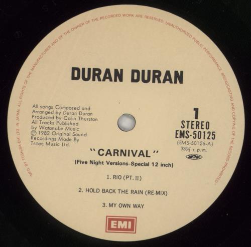 Duran Duran Carnival 12" vinyl single (12 inch record / Maxi-single) Japanese DDN12CA11769
