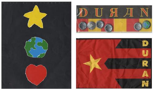 Duran Duran Fanclub Flag, Badge Set, Poster & Merchandise Sheet memorabilia UK DDNMMFA440827