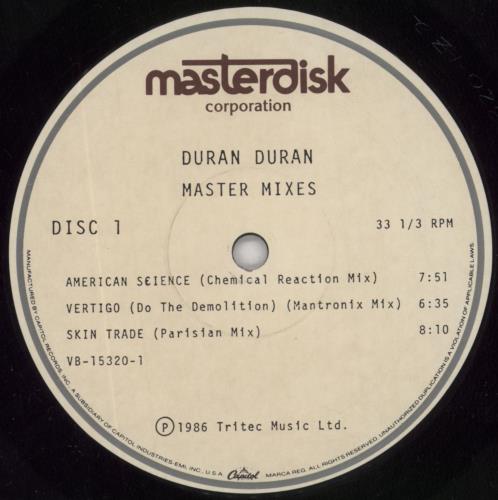 Duran Duran Master Mixes 12" vinyl single (12 inch record / Maxi-single) US DDN12MA686424