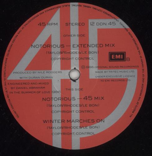 Duran Duran Notorious 12" vinyl single (12 inch record / Maxi-single) UK DDN12NO31431