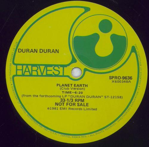 Duran Duran Planet Earth - Earth & Stars Sleeve 12" vinyl single (12 inch record / Maxi-single) US DDN12PL06512