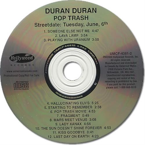Duran Duran Pop Trash CD album (CDLP) Canadian DDNCDPO253374