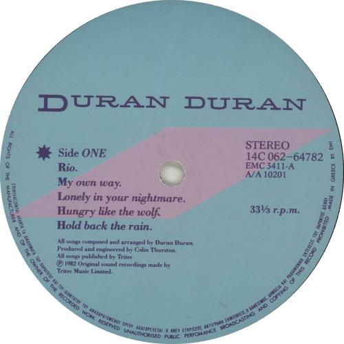 Duran Duran Rio vinyl LP album (LP record) Greek DDNLPRI654586