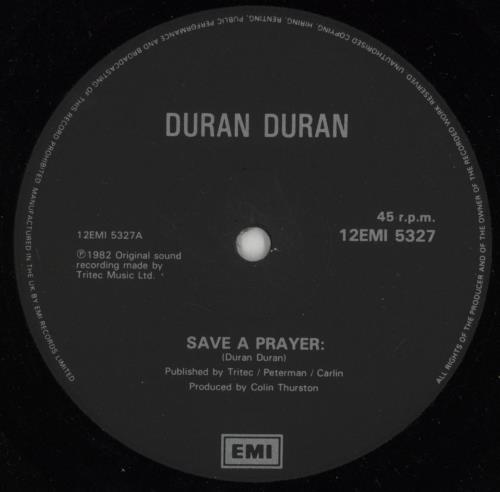 Duran Duran Save A Prayer - Black Labels 12" vinyl single (12 inch record / Maxi-single) UK DDN12SA11767