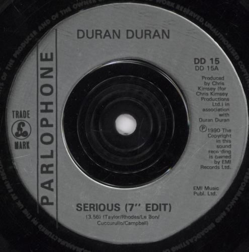 Duran Duran Serious 7" vinyl single (7 inch record / 45) UK DDN07SE35102