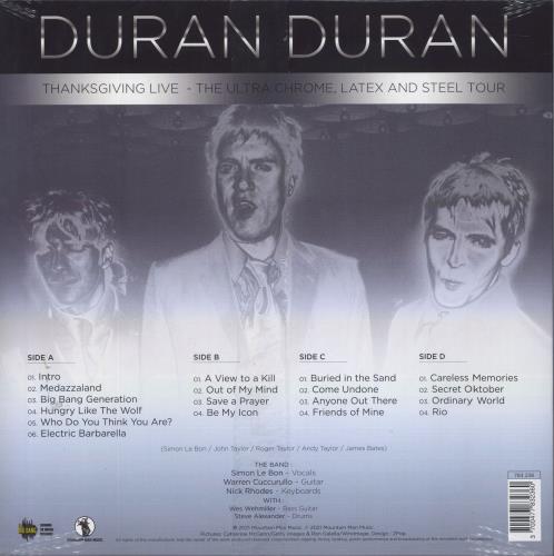 Duran Duran Thanksgiving Live - The Ultra Chrome, Latex And Steel Tour - Silver/Translucent Vinyl 2-LP vinyl record set (Double LP Album) UK DDN2LTH809479