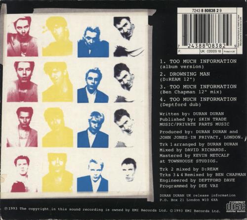 Duran Duran Too Much Information - Parts 1 & 2 2-CD single set (Double CD single) UK DDN2STO38685