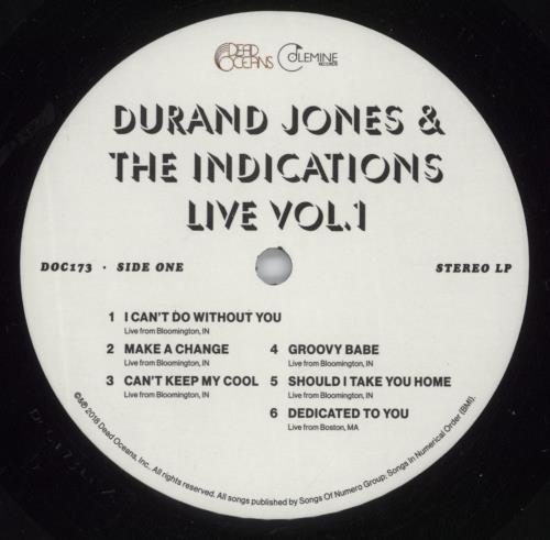 Durand Jones & The Indications Live Vol. 1 vinyl LP album (LP record) US 00VLPLI881755