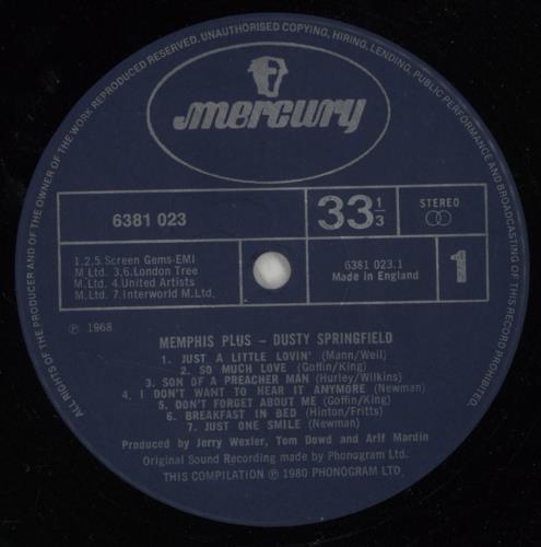 Dusty Springfield Dusty In Memphis Plus - Open Shrink vinyl LP album (LP record) UK DUSLPDU229278