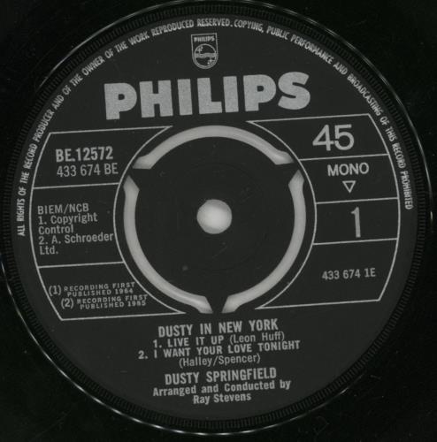 Dusty Springfield Dusty In New York EP 7" vinyl single (7 inch record / 45) UK DUS07DU46762