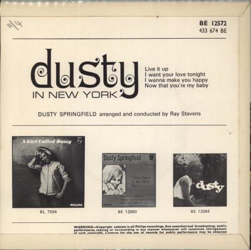Dusty Springfield Dusty In New York EP 7" vinyl single (7 inch record / 45) UK DUS07DU46762