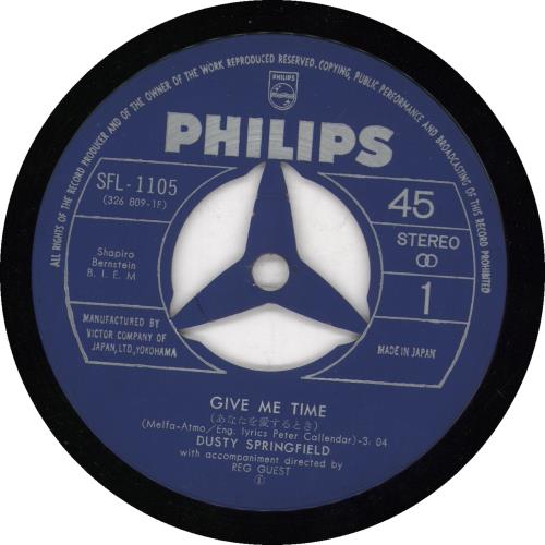 Dusty Springfield Give Me Time 7" vinyl single (7 inch record / 45) Japanese DUS07GI740356