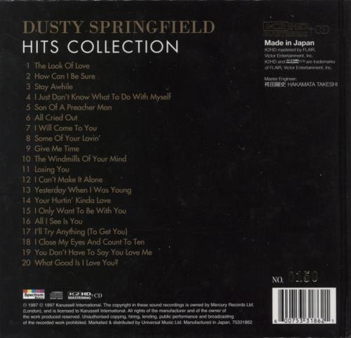 Dusty Springfield Hits Collection CD album (CDLP) Japanese DUSCDHI816311
