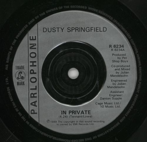 Dusty Springfield In Private 7" vinyl single (7 inch record / 45) UK DUS07IN43950