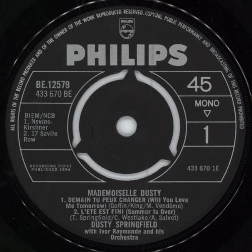 Dusty Springfield Mademoiselle Dusty 7" vinyl single (7 inch record / 45) UK DUS07MA612160