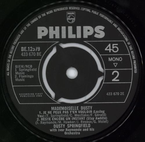 Dusty Springfield Mademoiselle Dusty 7" vinyl single (7 inch record / 45) UK DUS07MA612160