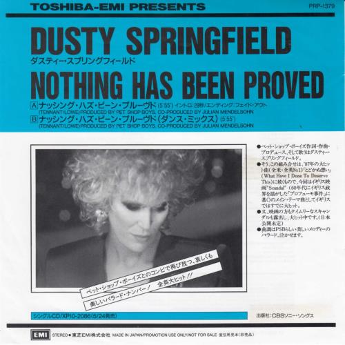 Dusty Springfield Nothing Has Been Proved 7" vinyl single (7 inch record / 45) Japanese DUS07NO208961