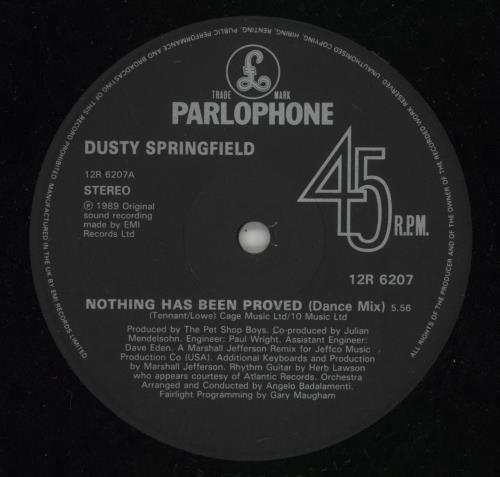 Dusty Springfield Nothing Has Been Proved 12" vinyl single (12 inch record / Maxi-single) UK DUS12NO44253
