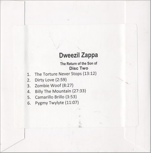 Dweezil Zappa Return Of The Son Of... CD-R acetate US EEZCRRE514196