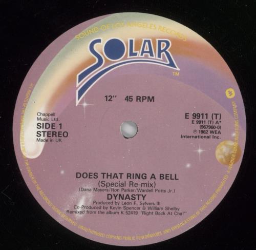 Dynasty Does That Ring A Bell 12" vinyl single (12 inch record / Maxi-single) UK DYN12DO891025