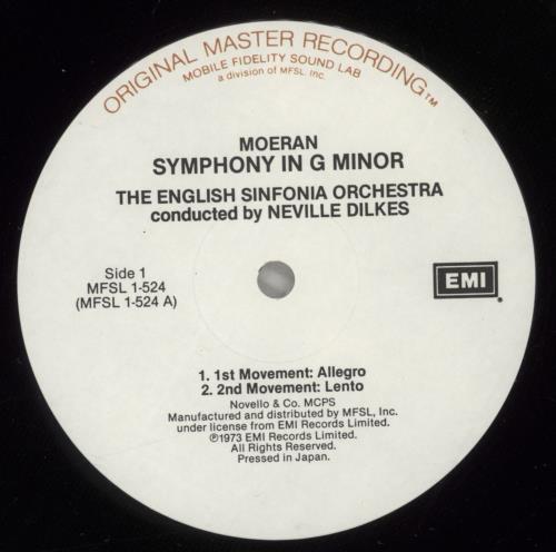 E. J. Moeran Symphony In G Minor - 180gm - Demo Stamped vinyl LP album (LP record) UK M24LPSY881181