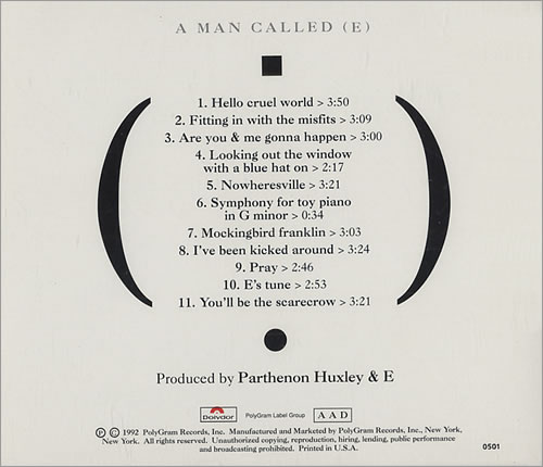 E (pre Eels) A Man Called E CD album (CDLP) US -E-CDAM83101