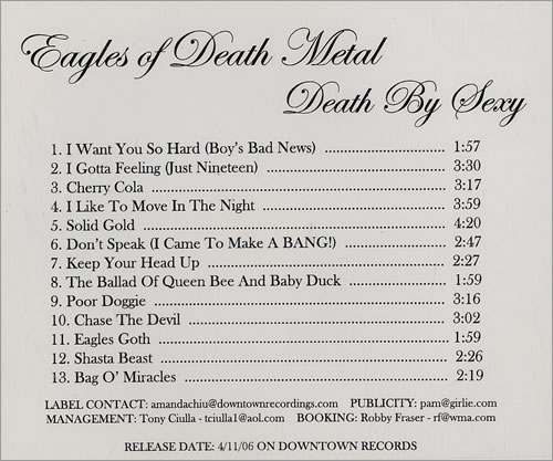 Eagles Of Death Metal Death By Sexy CD album (CDLP) US EAMCDDE414699
