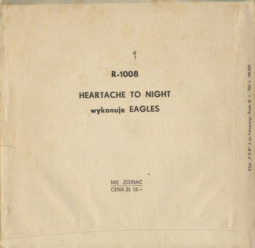 Eagles Heartache To Night 7" vinyl single (7 inch record / 45) Polish EAG07HE569085