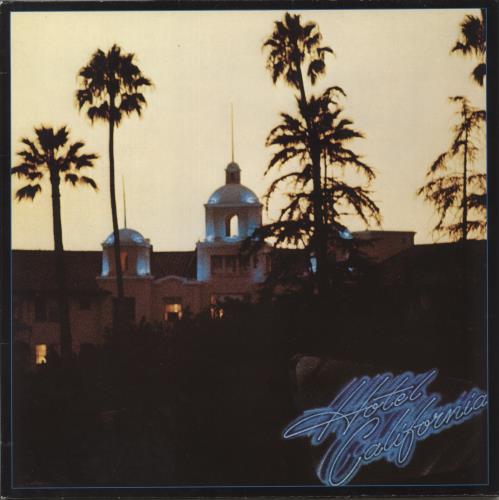 Eagles Hotel California - sample sticker vinyl LP album (LP record) German EAGLPHO875304
