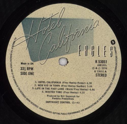 Eagles Hotel California vinyl LP album (LP record) UK EAGLPHO342526