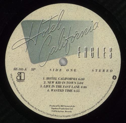 Eagles Hotel California vinyl LP album (LP record) US EAGLPHO670824