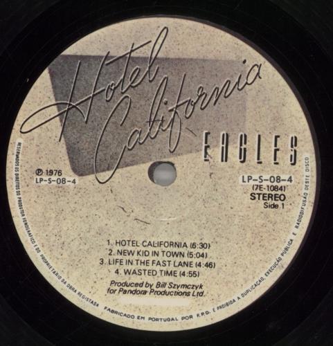 Eagles Hotel California vinyl LP album (LP record) Portuguese EAGLPHO673842