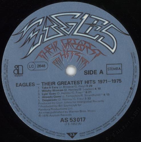 Eagles Their Greatest Hits 1971-1975 vinyl LP album (LP record) Dutch EAGLPTH600656