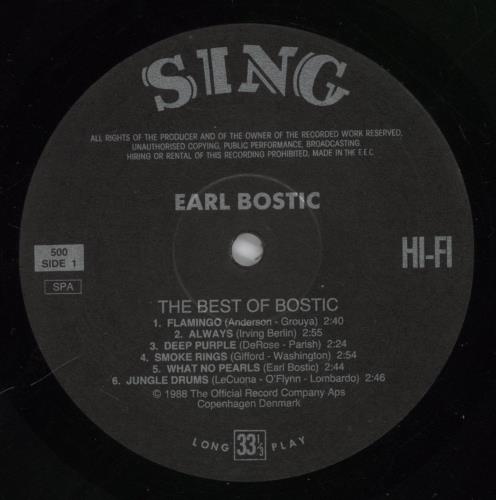 Earl Bostic The Best Of Bostic vinyl LP album (LP record) UK EB8LPTH890925