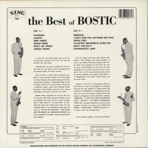 Earl Bostic The Best Of Bostic vinyl LP album (LP record) UK EB8LPTH890925