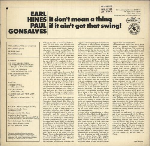 Earl Hines It Don't Mean A Thing If It Ain't Got That Swing! vinyl LP album (LP record) German ER1LPIT732197