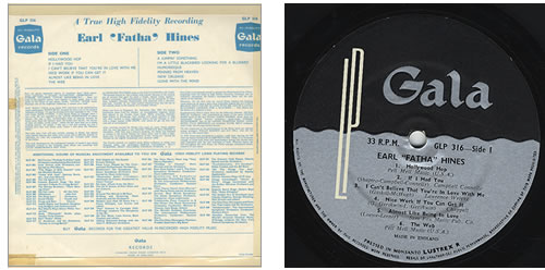 Earl Hines The Incomparable Earl 'Fatha' Hines vinyl LP album (LP record) UK ER1LPTH372951