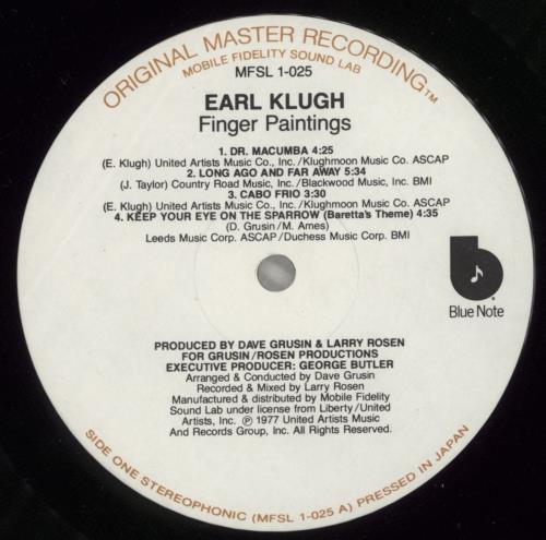 Earl Klugh Finger Paintings - Half-Speed vinyl LP album (LP record) US EAQLPFI880569