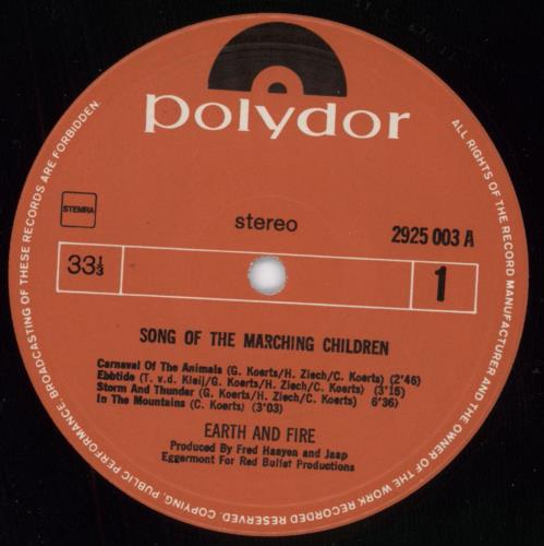 Earth And Fire Song Of The Marching Children vinyl LP album (LP record) Dutch EFILPSO792536