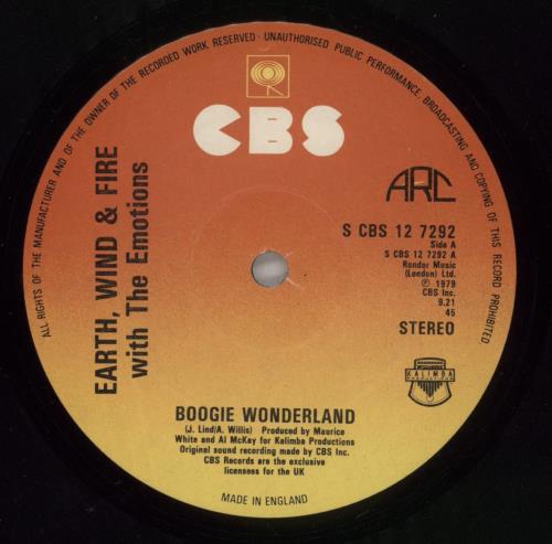Earth Wind & Fire Boogie Wonderland 12" vinyl single (12 inch record / Maxi-single) UK EWF12BO199223