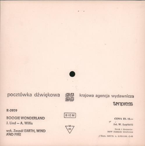 Earth Wind & Fire Boogie Wonderland 7" vinyl single (7 inch record / 45) Polish EWF07BO661679