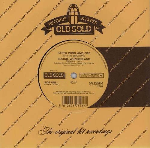 Earth Wind & Fire Boogie Wonderland 7" vinyl single (7 inch record / 45) UK EWF07BO756197