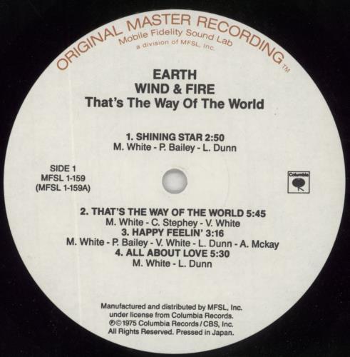 Earth Wind & Fire That's The Way Of The World - Mobile Fidelity vinyl LP album (LP record) US EWFLPTH849250
