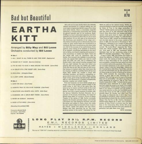 Eartha Kitt Bad But Beautiful - EX vinyl LP album (LP record) UK ERKLPBA570698