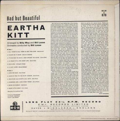 Eartha Kitt Bad But Beautiful vinyl LP album (LP record) UK ERKLPBA504831