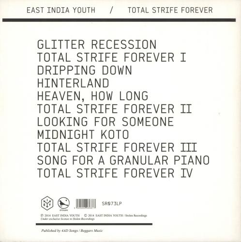 East India Youth Total Strife Forever 2-LP vinyl record set (Double LP Album) UK 0GU2LTO735612