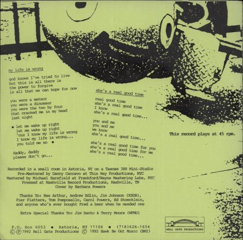 East River Pipe My Life Is Wrong - Green Sleeve 7" vinyl single (7 inch record / 45) US ARV07MY316840