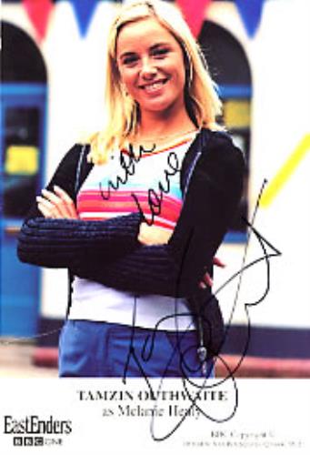 Eastenders Autographed Tamzin Outhwaite Photocard photograph UK EE2PHAU276628