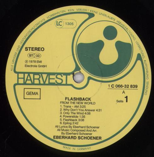 Eberhard Schoener Flashback vinyl LP album (LP record) German EBELPFL834249